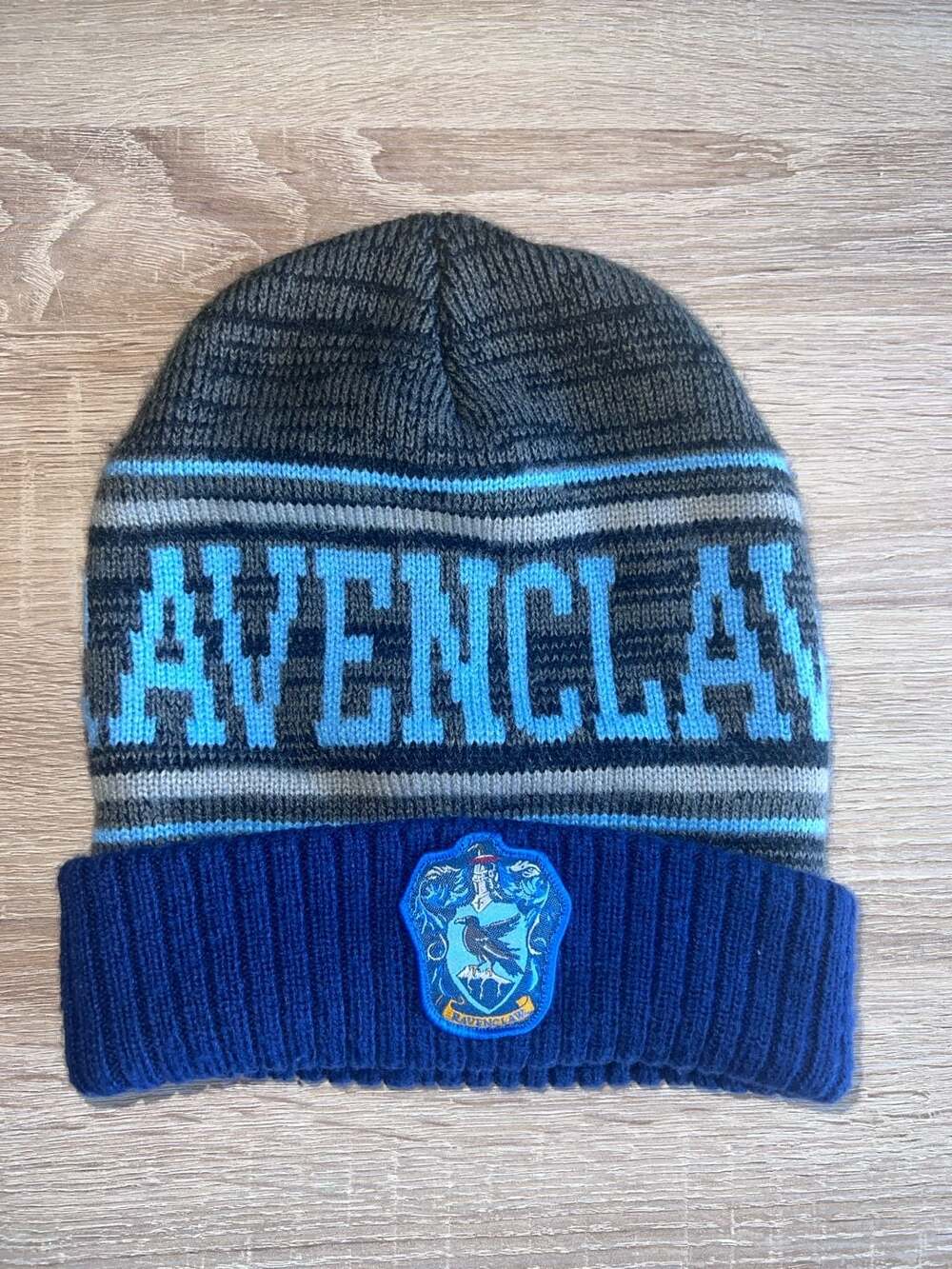 Harry Potter Ravenclaw Marled Knit Cuffed Beanie Hat with Crest Patch